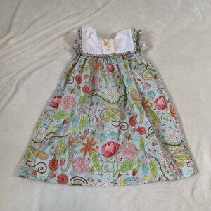 Le' Za Me luxury cutton peter pan collar square floral flowy knee length dress